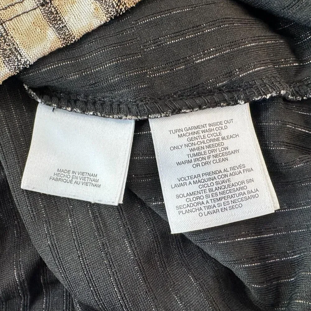 Evan-Picone Black Label Sz M Top Stretch Ribbed Beige Sparkling Animal Print - Picture 6 of 8
